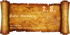 Kahr Barbara névjegykártya